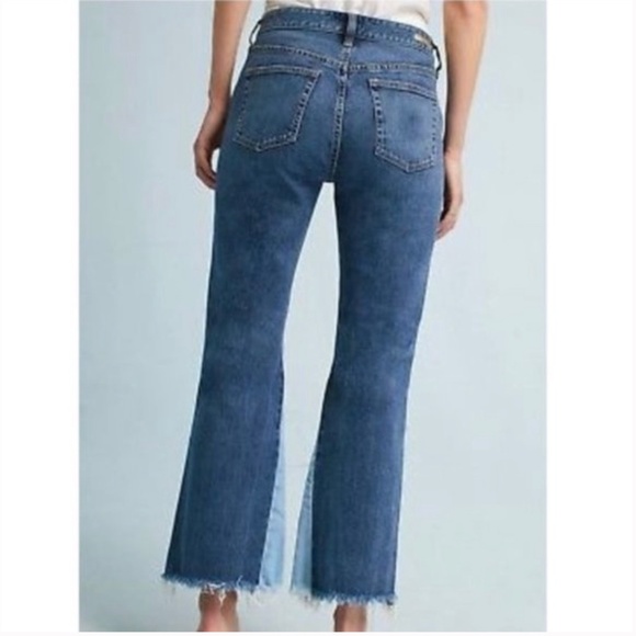 Anthropologie Pilcro High Rise Flare Crop Two Tone Denim Jeans - Picture 10 of 10